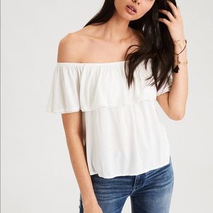American Eagle White Off the shoulder top size small